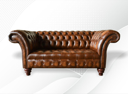 Design Chesterfield Sofa 2 Seater Brown Couch Upholstery Sofas Living room Sofa new